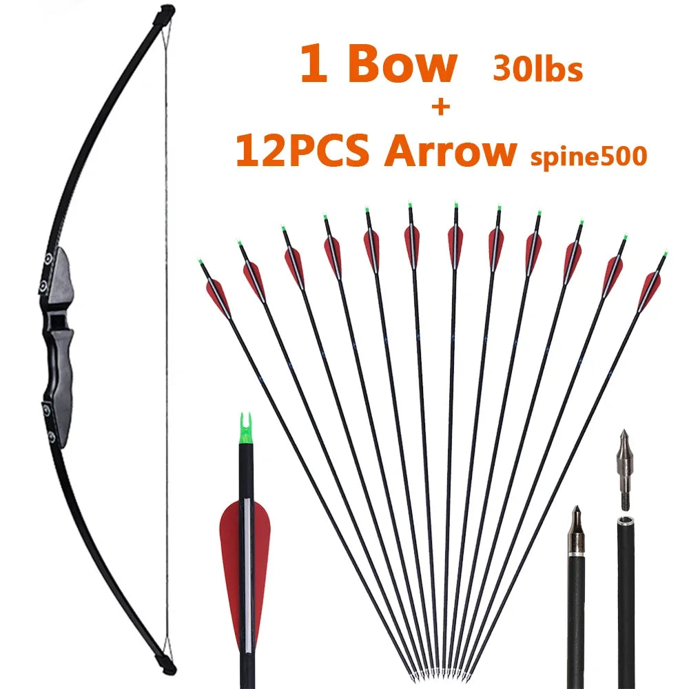 1pc Archery Recurve Bow Take-Down Straight Draw Bow For Children Adults Beginner Shooting Practise Hunting Game Accessories