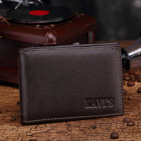 Genuine Leather  Portable Slim Wallet Mini Credit Card Wallet Purse Thin Small Card organizer Purse for Men