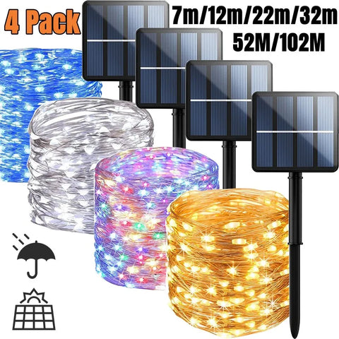 7m/12m/22m/32m/52m/102m LED Solar String Light Outdoor Garden Fairy Lights 1000 Leds Waterproof Lamp for Christmas Party Decor