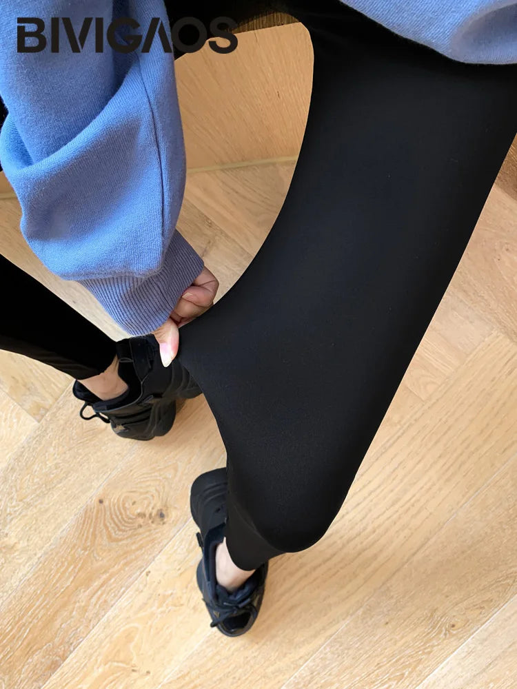 Black Thin Sharkskin Leggings Women Sun Printed