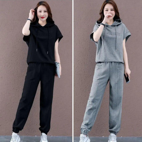 Soft Top Trousers Suit Loose Summer Hoodie Pants