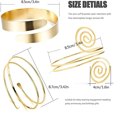 Alloy Spiral Armband Swirl Upper Arm Cuff Armlet Bangle Bracelet Egyptian Costume Accessory For Women Gold Silver Color