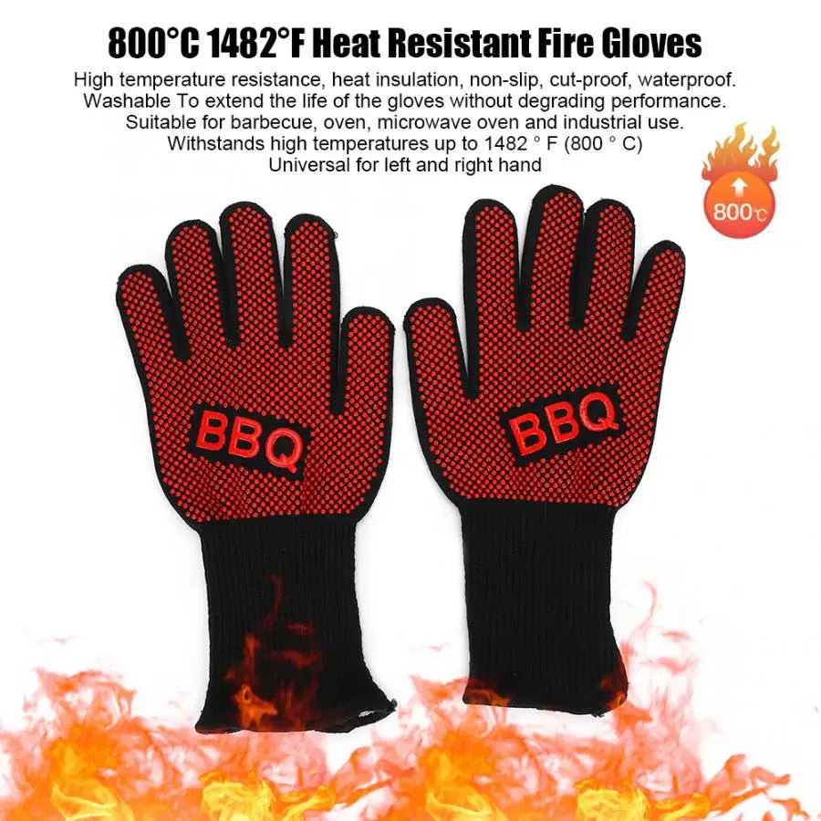 2Pcs 800 Degress Heat Resistant Fire Gloves