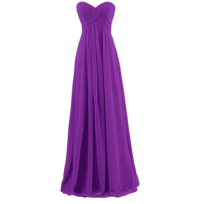 A Line Chiffon Pleat Elegant Strapless Sweetheart Bridesmaid Dresses Wedding Party Evening Formal Prom Robe De Soiree Zipper