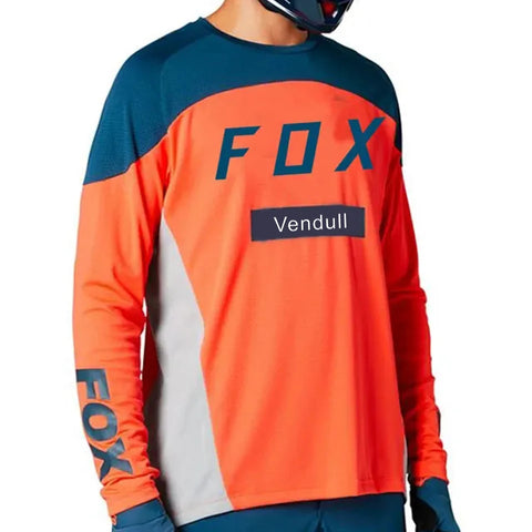 2024Vendull Fox MTB Road Jerseys Motocross Shirt Men Breathable Mountain Bike Mtb Long Sleeve Racing Quick-drying Cycling Jersey