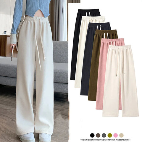 Women Long Pants Spring Autumn Women Elastic Waist Stright Long