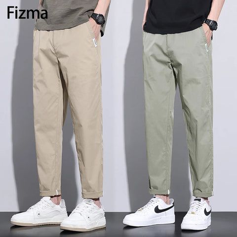 Fizma Brand Men's Clothing Elastic Waist Straight Casual Pants