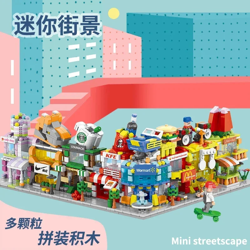 Compatible With Building Blocks To Assemble Mini City Commercial Street Decoration Model Children's Educational Toys