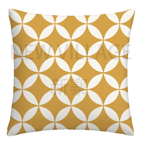 Yellow white geometric linen pillowcase sofa cushion cover home decoration can be customized for you 40x40 45x45 50x50 60x60