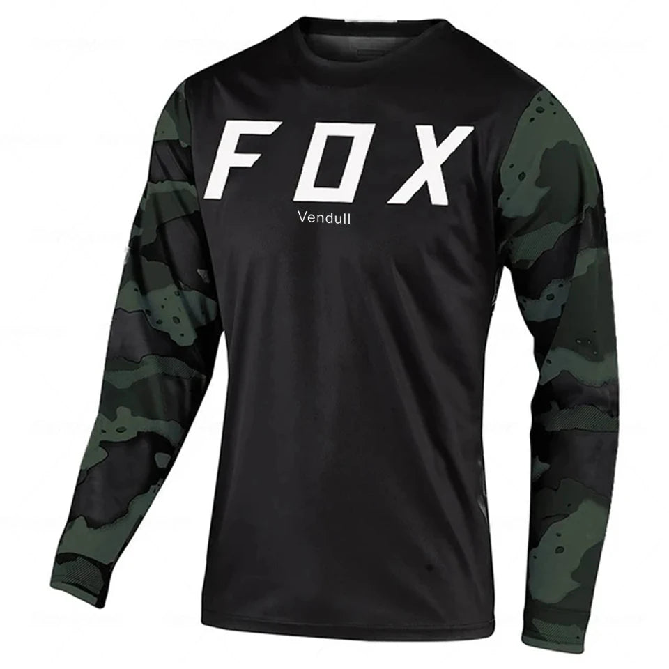 2024Vendull Fox MTB Road Jerseys Motocross Shirt Men Breathable Mountain Bike Mtb Long Sleeve Racing Quick-drying Cycling Jersey