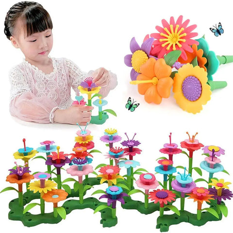 54-224pcs Flower Garden Architecture Set Building Toys DIY Construction Block Plant Creative Educational Stacking Games Toys