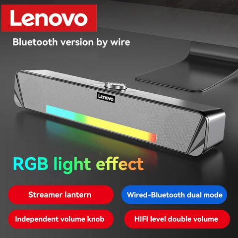 Lenovo TS33 Soundbar Wired Bluetooth Speaker 5.0 Home 360 Movie Surround Sound Bar Audio Speaker For Desk Computer Subwoofer