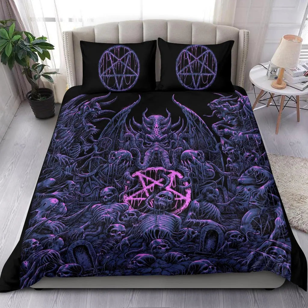 Skull Skeleton Satanic Goat Skull Duvet Cover Set