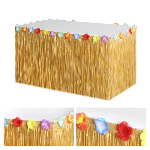 Hawaiian Party Grass Table Skirt Tropical Summer Luau Birthday Party Decoration Hawaii Beach Wedding Supplies