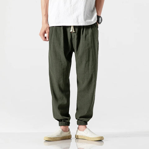 Cotton Linen Casual Harem Pants Men