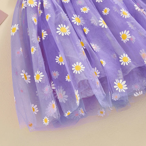 New Fashion Toddler Baby Girls Dress Daisy Print Sleeveless Layered Cami Dress Summer Casual Clothes Princess Dresses