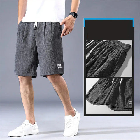 Lce Silk Shorts Men's Thin Sports Cropped Pants Loose Straight Leg Cool Breathable New Fashion Trend Casual Pants