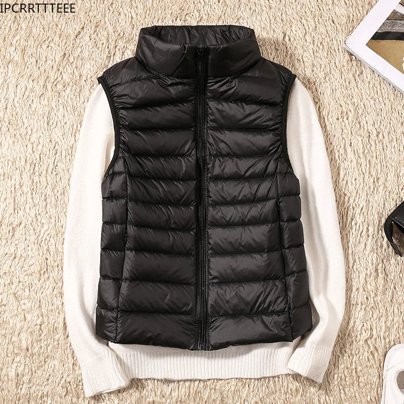 Women Slim Ultra Light Down Jacket Girl Portable Lightweight Vests