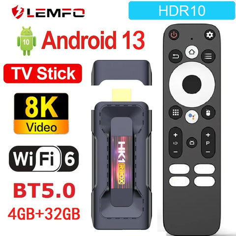 LEMFO Android 13 TV Stick 8K Video ATV Mini Rk3528 Quad Core Smart TV Box HDR10 Support 8K Wifi6 BT5.0 Voice Remote Media Player