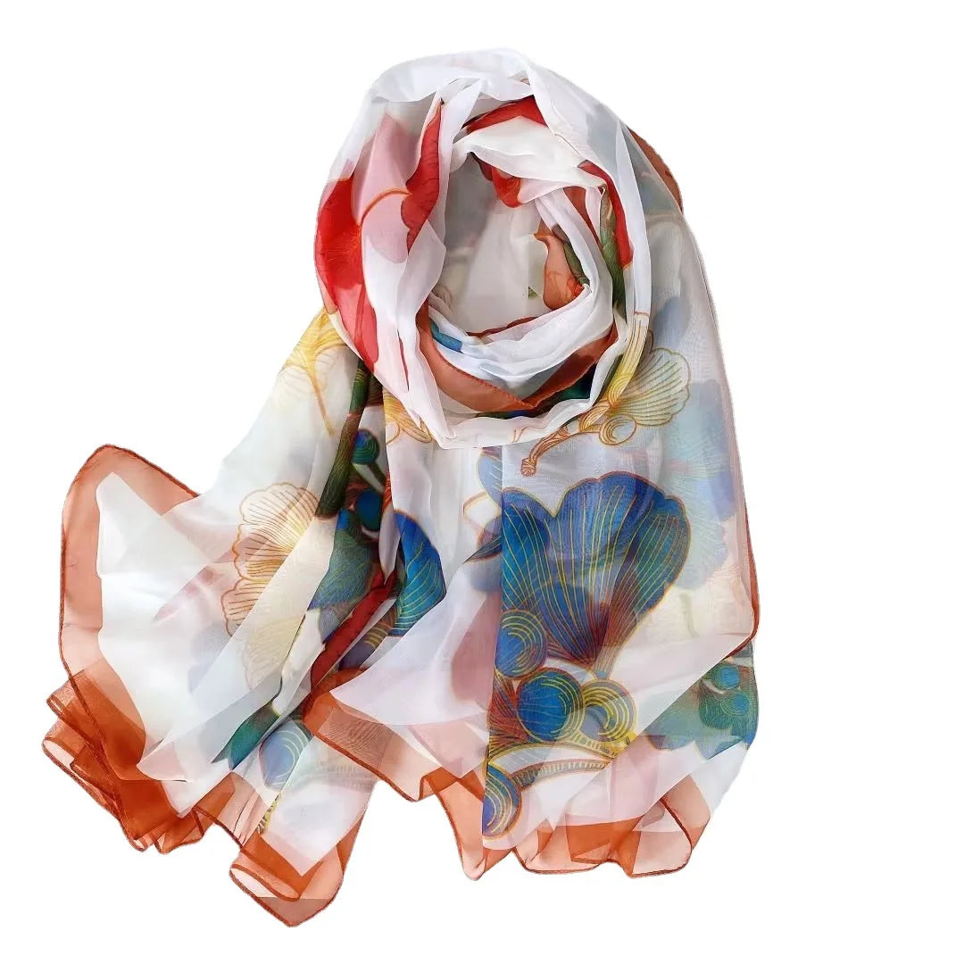 Silk Scarf Hijab Women Spring Deisgn Soft Warm Pashmina Beach Stoles Elegant Scarves Echarpe Shawl Large Wrap Echarpe Bandana