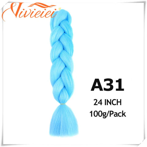 VIVIEIEI Synthetic Braiding Hair 24 Inch Jumbo Braid Ombre Jumbo Hair Extension for Women DIY Hair Braids Purple Pink Yellow Red