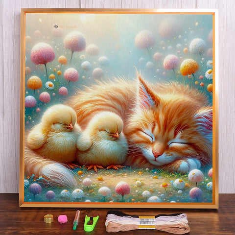 Animal Pet Cat Pre-Printed Cross-Stitch Embroidery Full Kit DMC Threads Painting Knitting Needlework Sewing Sales Magic Mulina