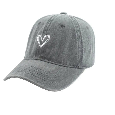 Love Heart Embroidery Fashion Outdoor Caps For Women