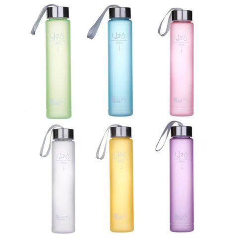 Frosted Transparent Plastic Cup With Rope Drinking Bottle