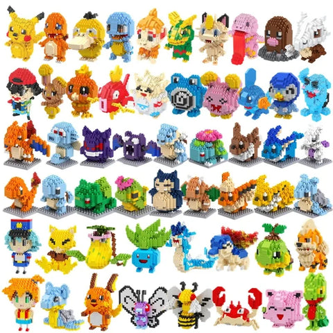 Building Blocks Assembly Anime Picachu Charizard Doll Blastoise Bulbasaur Gengar Bricks Figures Toy for Kid Gift