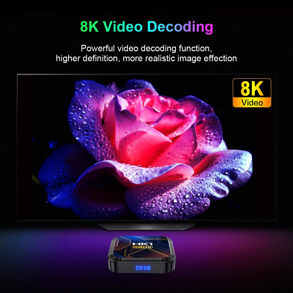 HK1 RBOX K8S Android 13 TV BOX RK3528 64GB 32GB 16GB 2.4G 5G WIFI BT 4.0 8K Vedio Decoding Media Player Set Top Receiver