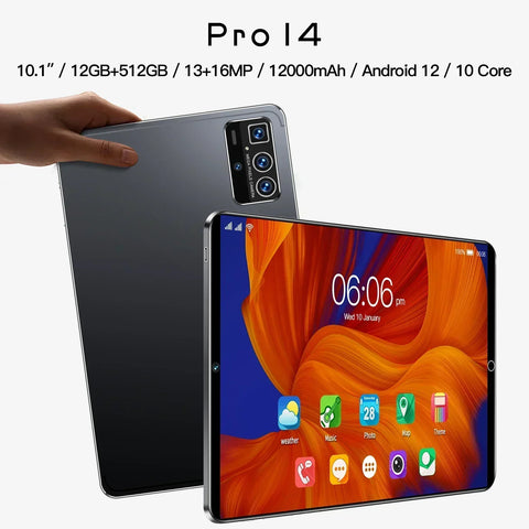 Pro 14 Global Version Tablets 10.1inch HD Original Tablet 5G Wifi Android PC Tablets Google Play Original PC 12000mAh Battery