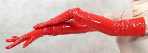 Women Sexy Faux Leather Gloves Wet Look PVC