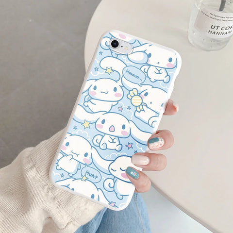 Phone Case for For Apple iphone 6 7 8 Plus SE 2022 Girls Anti-drop Cartoon Cinnamoroll Kuromi Hello Kitty Silicone Printed Cover