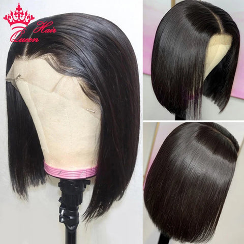 Queen Hair HD Bob Wig Bone Straight HD 4x4 5x5 6x6 Closure Wig HD 13x6 13x4 Full Frontal Bob Wig 100% Raw Human Hair Pre-plucked