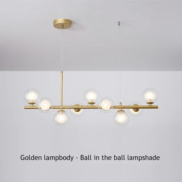 Modern Glass Ball Ceiling Chandelier for Table Dining Living Room Kitchen Island Molecule Pendant Lamp Indoor Lighting Fixture