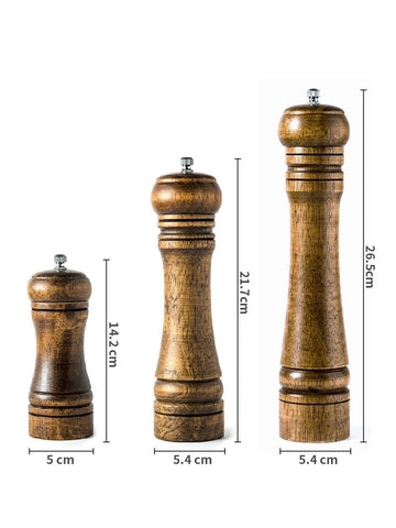 5" 8" 10"  Salt and Pepper Grinder, Solid Wood Spice Pepper Mill with Strong Adjustable Ceramic Grinder Kitchen Cooking Tools