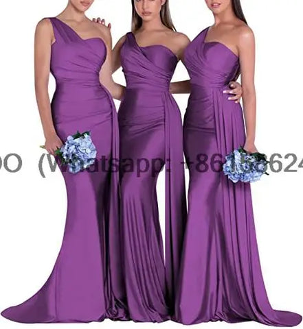 royal blue bridesmaid dresses women for wedding new satin one shoulder sexy mermaid vestidos para bodas mujer invitada chic