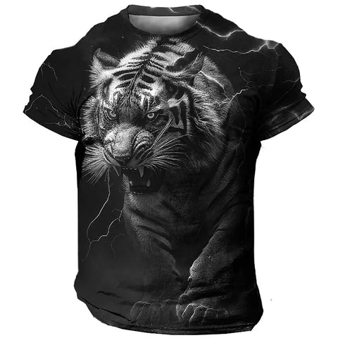 Men's T-Shirt 3D Tiger Print T Shirt Streetwear Quick Dry Fashion