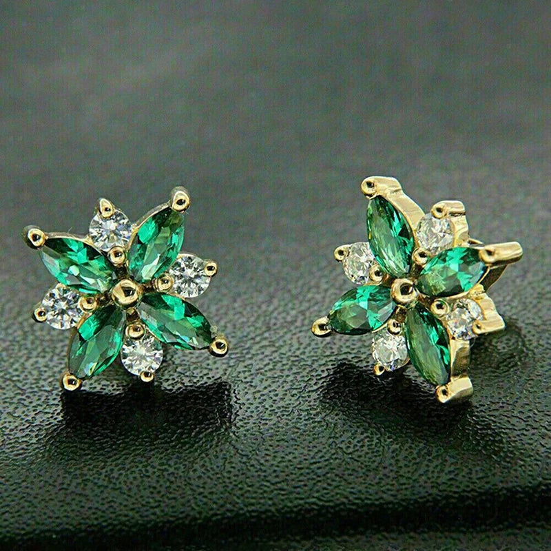 Huitan Dazzling Green Stud Earrings for Women