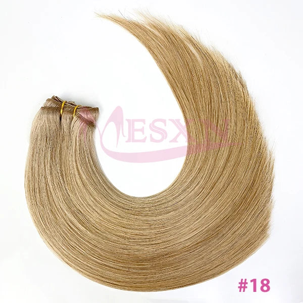 High Quality  Human Hair Wefts Extensions Hair Weaves Bundles Real Human Natural Hair  Straight  Black Brown Blonde very thick