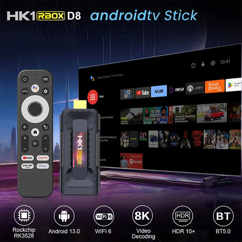 LEMFO Android 13 TV Stick 8K Video ATV Mini Rk3528 Quad Core Smart TV Box HDR10 Support 8K Wifi6 BT5.0 Voice Remote Media Player