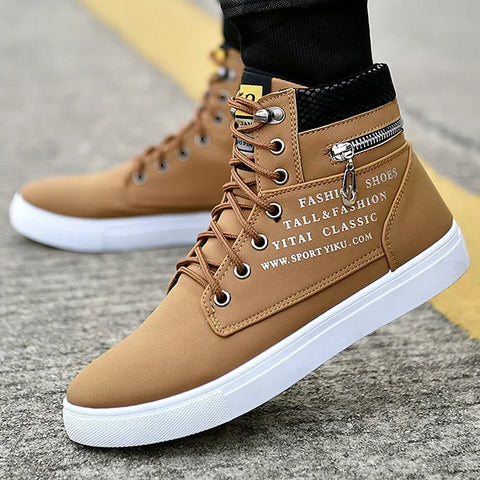 Men Vulcanized Shoes  British Style High Top Casual Sneakers Men Canvas Shoes Man Sports Skateboarding Shoes Fashion Male