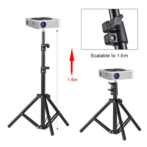 Universal Projector Tripod Stand Stretchable Projector Bracket Aluminum Alloy Portable Holder 1/4'' Interface for LCD Projector