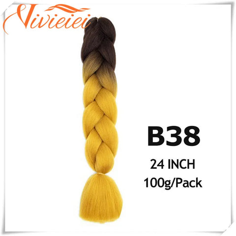 VIVIEIEI Synthetic Braiding Hair 24 Inch Jumbo Braid Ombre Jumbo Hair Extension for Women DIY Hair Braids Purple Pink Yellow Red