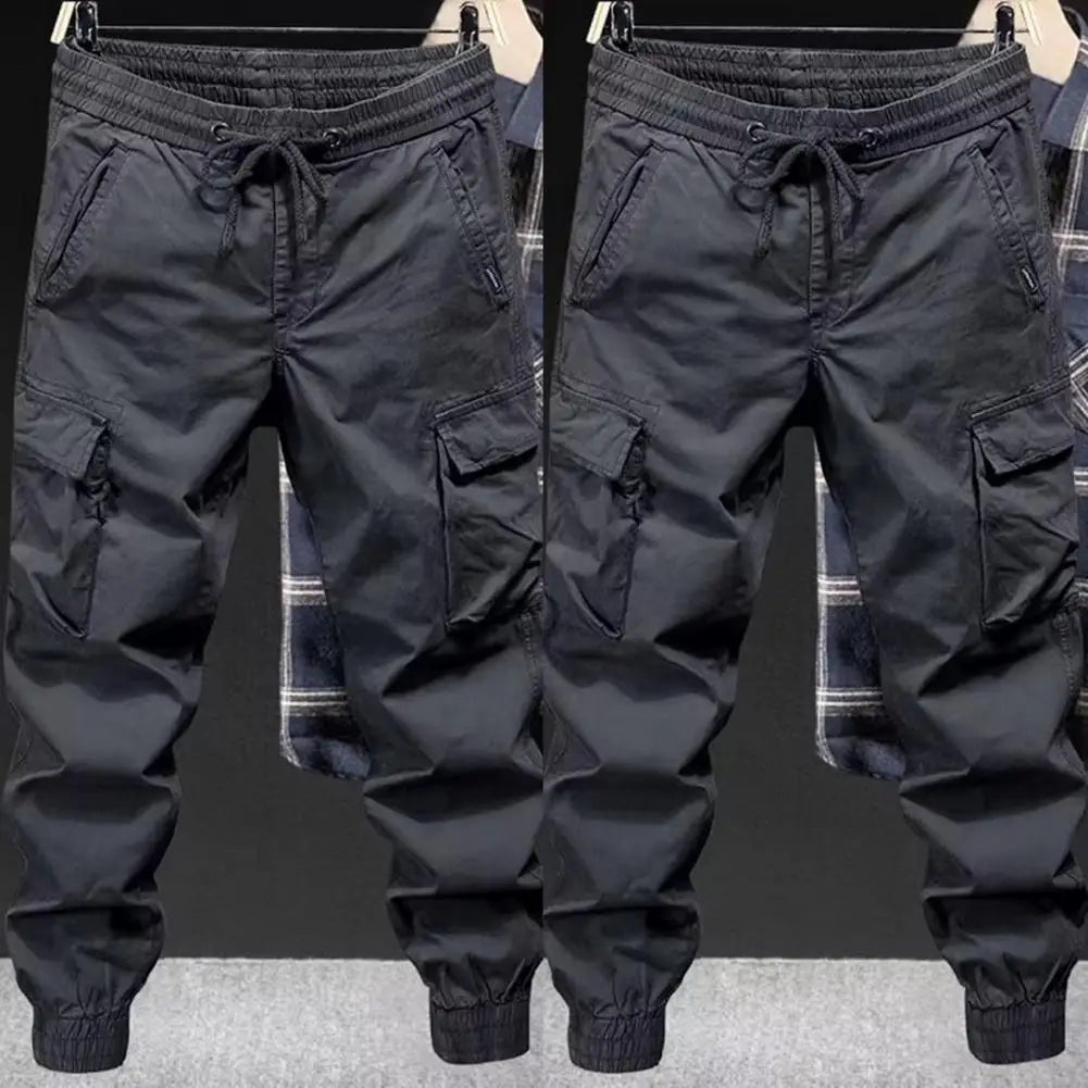 Men's Cargo Pants with Multiple Pockets Ankle-banded Design