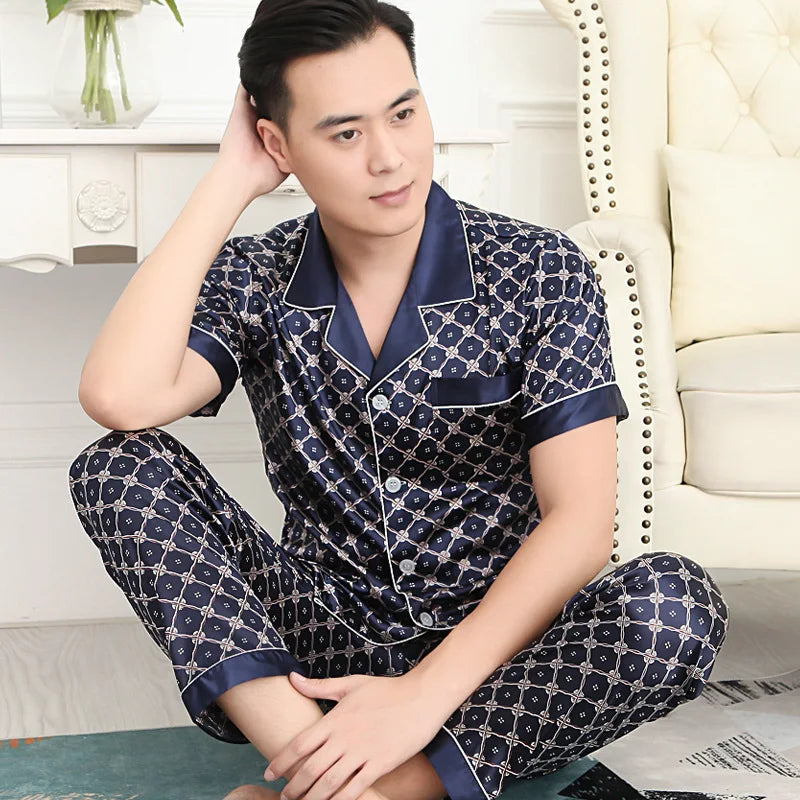 Sleepwear Men Pajamas Men Trousers Long Sleeve and Short Sleeve