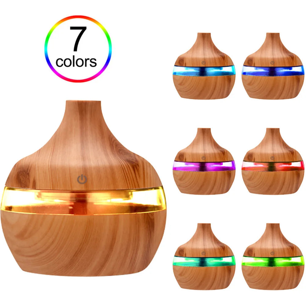 Wood Grain Ultrasonic Air Humidifier Aroma Essential Oil Diffuser Home Car Desktop Mist Maker Small Air Conditioning