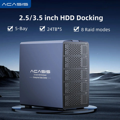 Acasis 3.5/2.5 inch 5-bay External Hard Driver HDD Case For Sata HDD Support 8 Raid Mode For Data Safety Enclosure