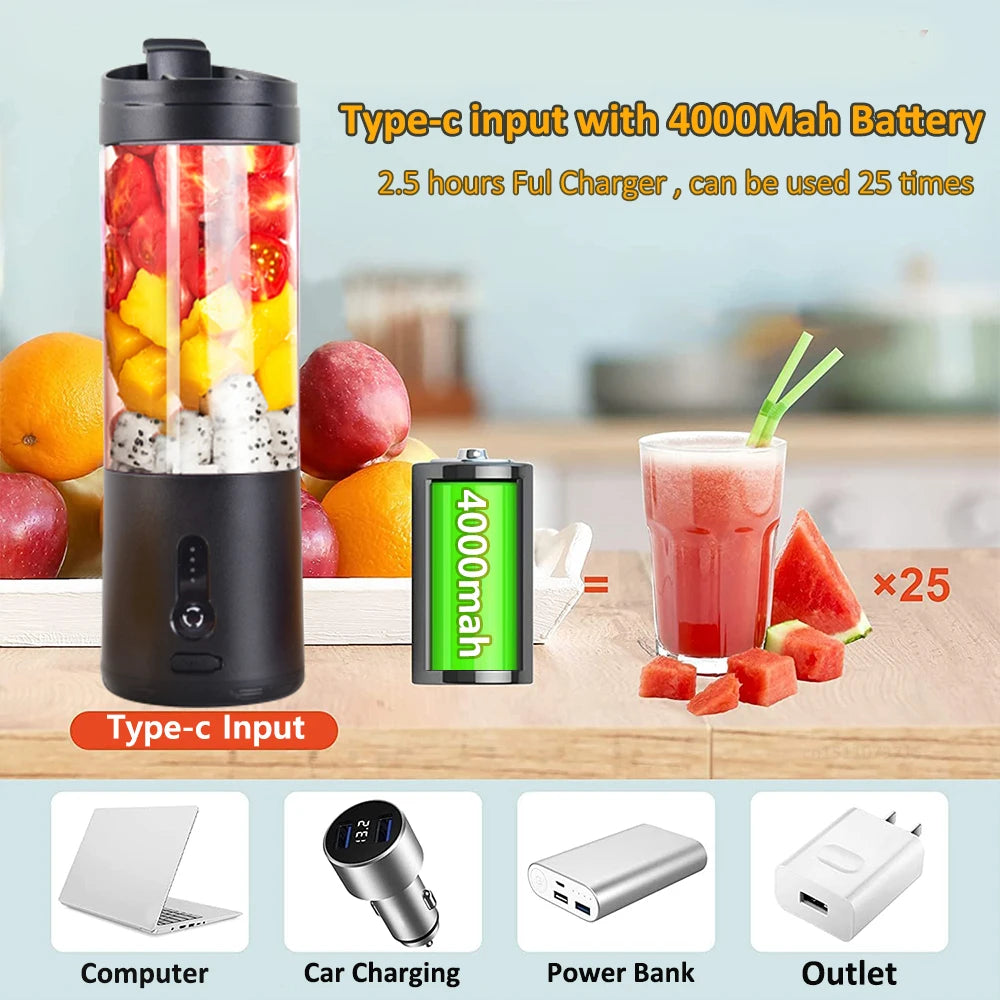 USB Rechargeable Smoothie Orange Fresh Juice Blender