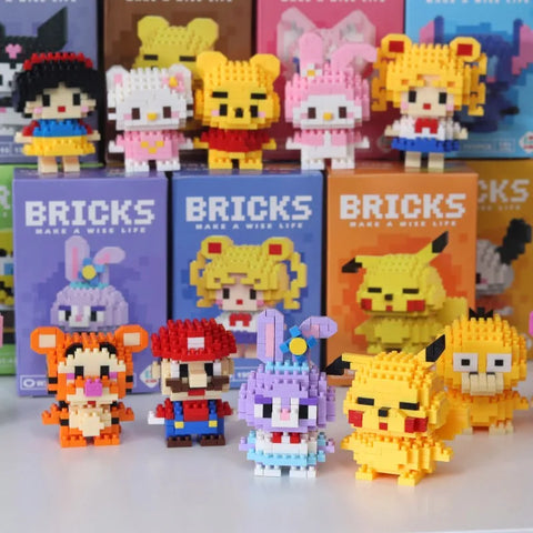 Disney Anime Princess Building Blocks Stitch Mickey Mouse mini Action toy Figures Blocks Toys Bricks Assemble Toys Kids Gifts